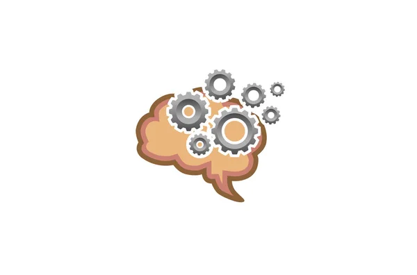 Creative Brain Gear Mind Symbol Logo Design Illustration — Stock Vector