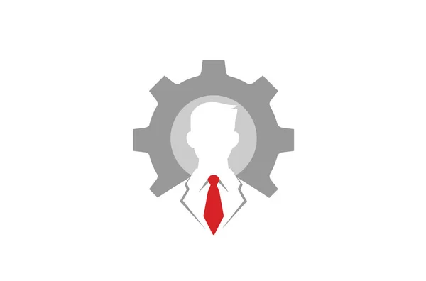 Ilustración Creativa Del Diseño Del Logotipo Del Engranaje Del Trabajador — Vector de stock