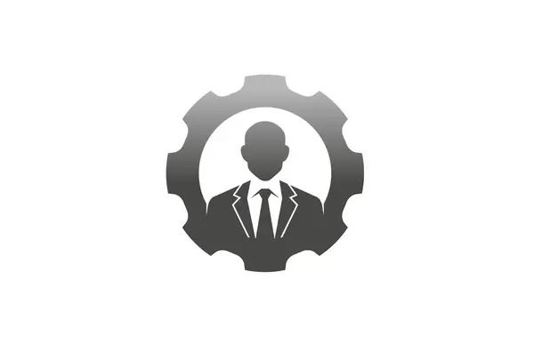Creativo Caballero Corbata Engranaje Logotipo Diseño Ilustración — Vector de stock