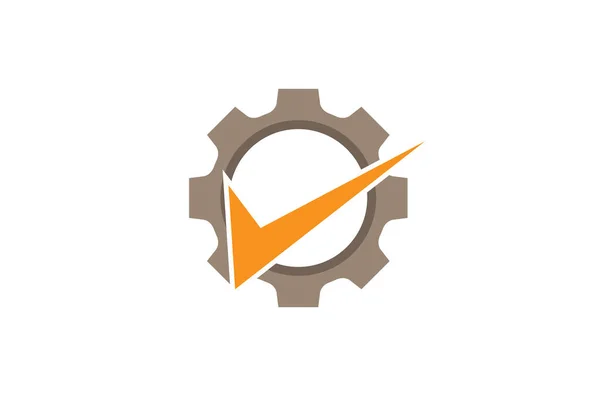 Creative Abstract Gear Orange Перевірка Логотипу Дизайн Ілюстрація — стоковий вектор