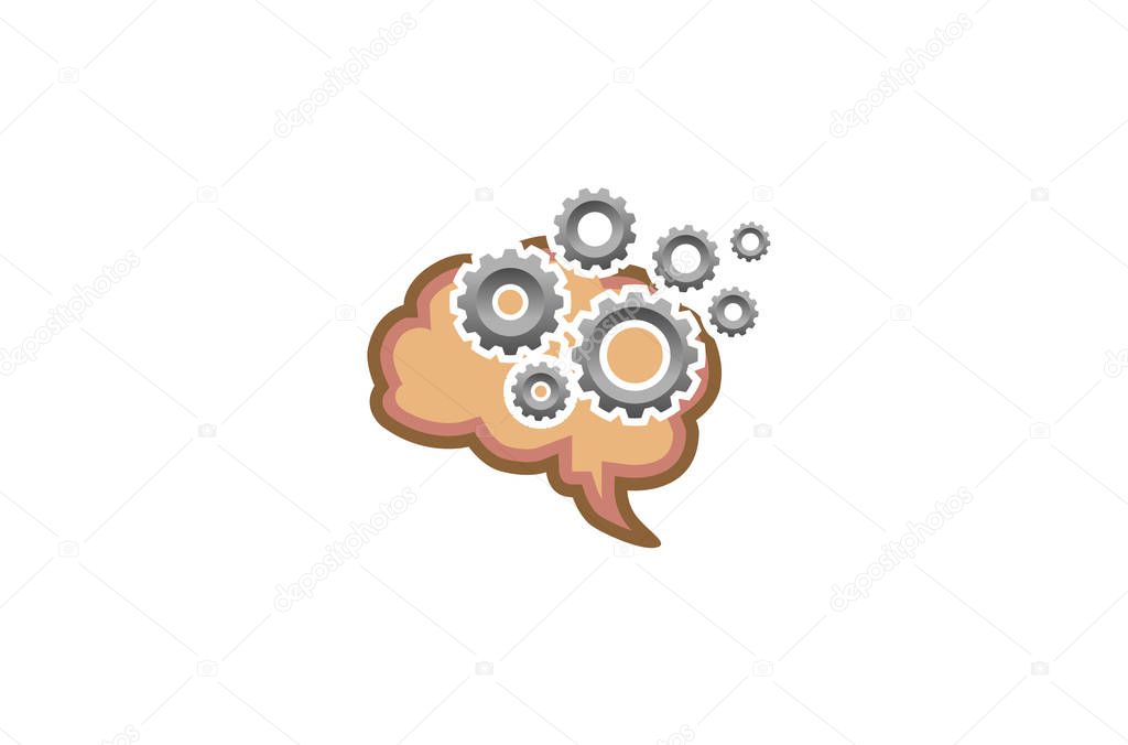 Creative Brain Gear Mind Symbol Logo Design Illustration
