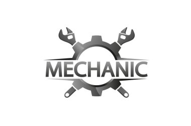 Yaratıcı dişli anahtarı mono etiket logo tasarım Illustration