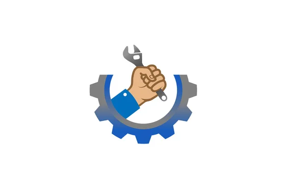 Креативний Гайковий Ключ Ручної Служби Логотипу Дизайну Ілюстрації — стоковий вектор