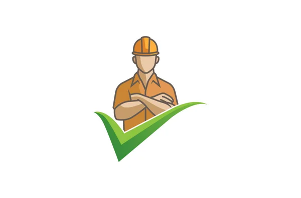 Ingeniero Creativo Brazos Plegados Comprobar Logo Diseño Ilustración — Vector de stock