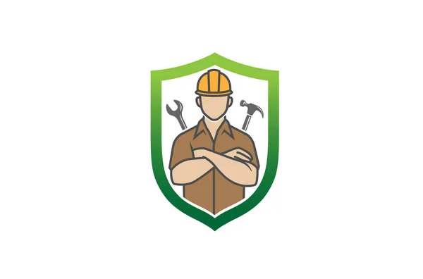 Clé Protection Creative Engineer Tournevis Logo Design Illustration — Image vectorielle