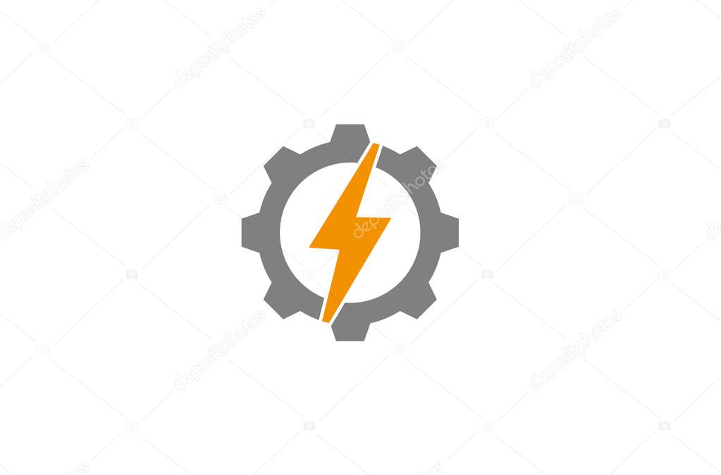 Creative Gear Thunder Logo Design Illustration