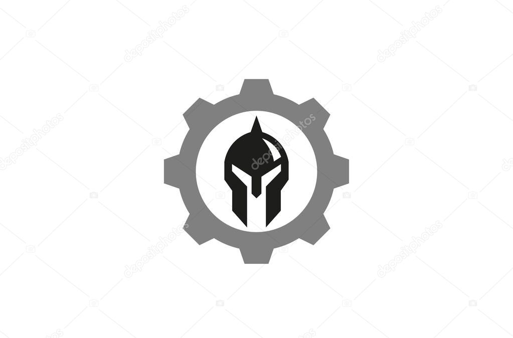 Creative Helmet Tech Warrior Logo Design Illustration