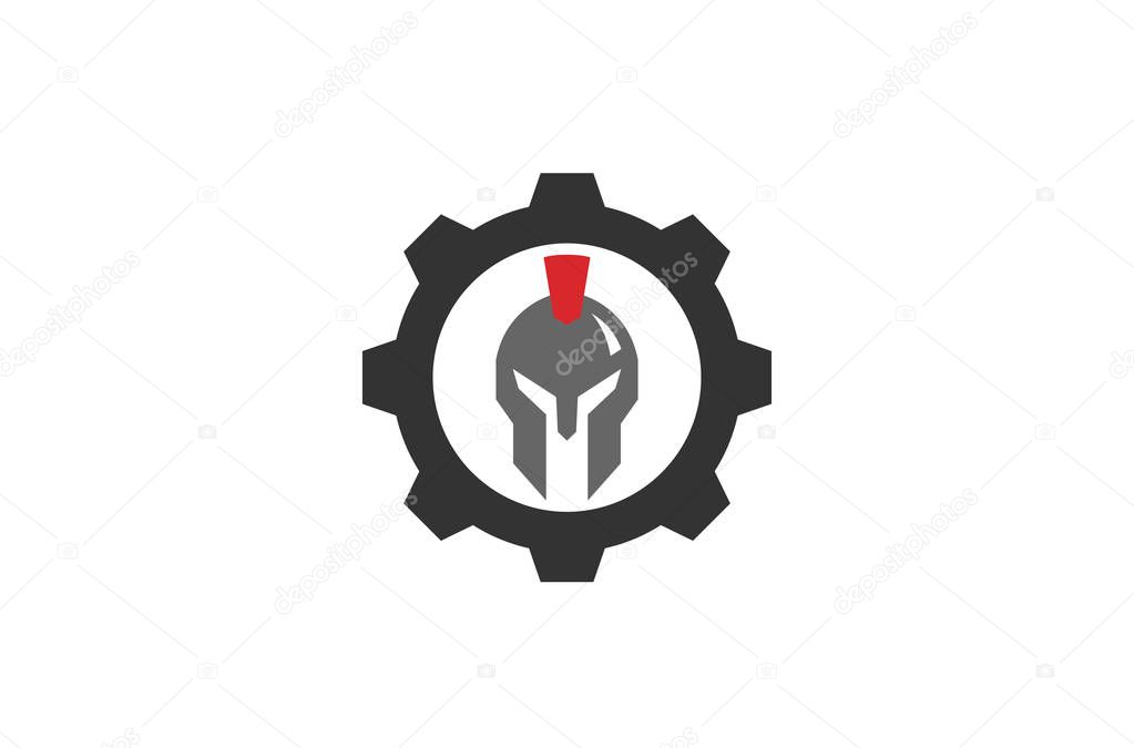 Creative Helmet Tech Warrior Logo Design Illustration