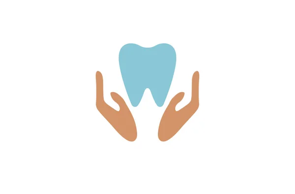 Δημιουργικό Οδοντιατρικό Χέρι Κρατώντας Χέρια Λογότυπο Σχεδίαση Διανυσματική Απεικόνιση — Διανυσματικό Αρχείο