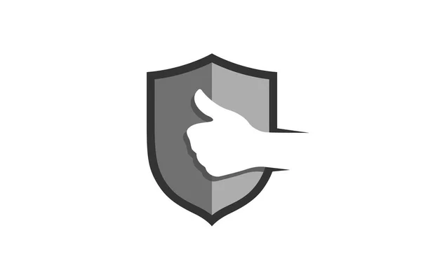 Criativa Thumb Shield Logo Design Símbolo Vector Ilustração — Vetor de Stock