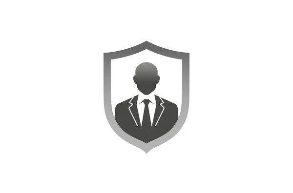 Creative Gentelman Tuxedo Shield Logo Design Symbol Vektor Illustration — Stock vektor