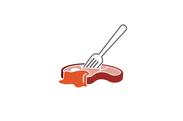 Kreativ Fleisch Fleisch Fleisch Gabel Logo Design Symbol Vektor Illustration — Stockvektor