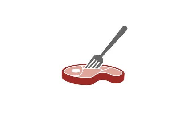 Kreatív Hús Hús Fork Logo Design Szimbólum Vector Illusztráció — Stock Vector