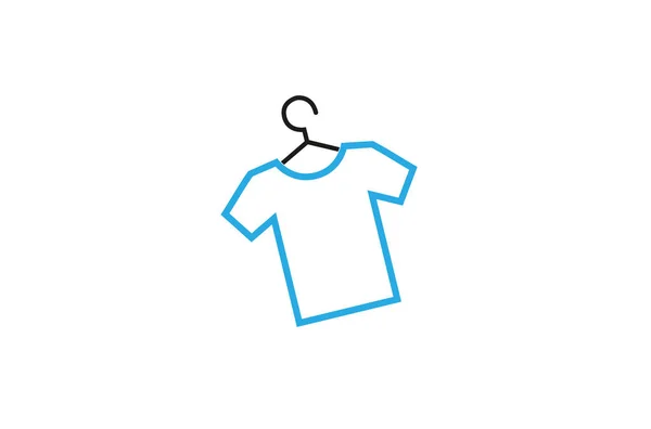 Creative Blue Tee Shirt Hanger Logo Design Simbol Vector Illustration - Stok Vektor