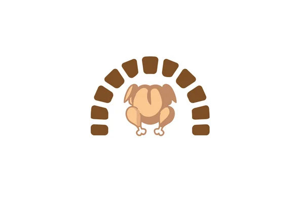 Grilované Pece Grilovaný Kuřecí Turecko Jídlo Logo Design Symbol Obrázek — Stockový vektor
