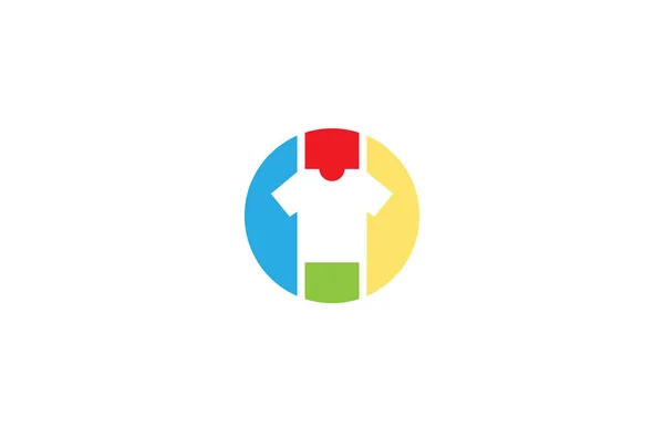 創造的なカラフルな円形のカラフルな シャツのロゴデザインのシンボルベクトルイラスト — ストックベクタ