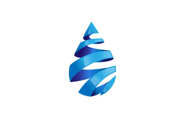 Kreativ Blau Spirale Tropfen Logo Design Symbol Vektor Illustration — Stockvektor