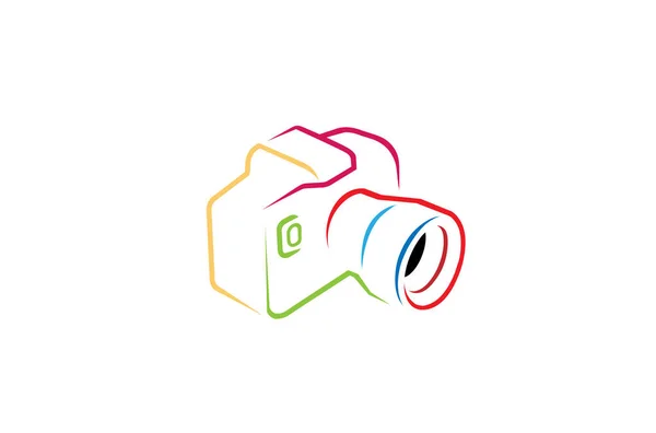Línea Cámara Colorida Creativa Diseño Logo Símbolo Vector Ilustración — Vector de stock