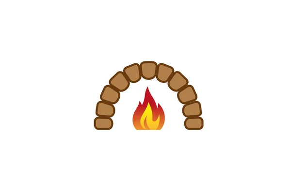 Creative Traditional Oven Fire Logo Design Symbol Vector Illustration — Stock Vector