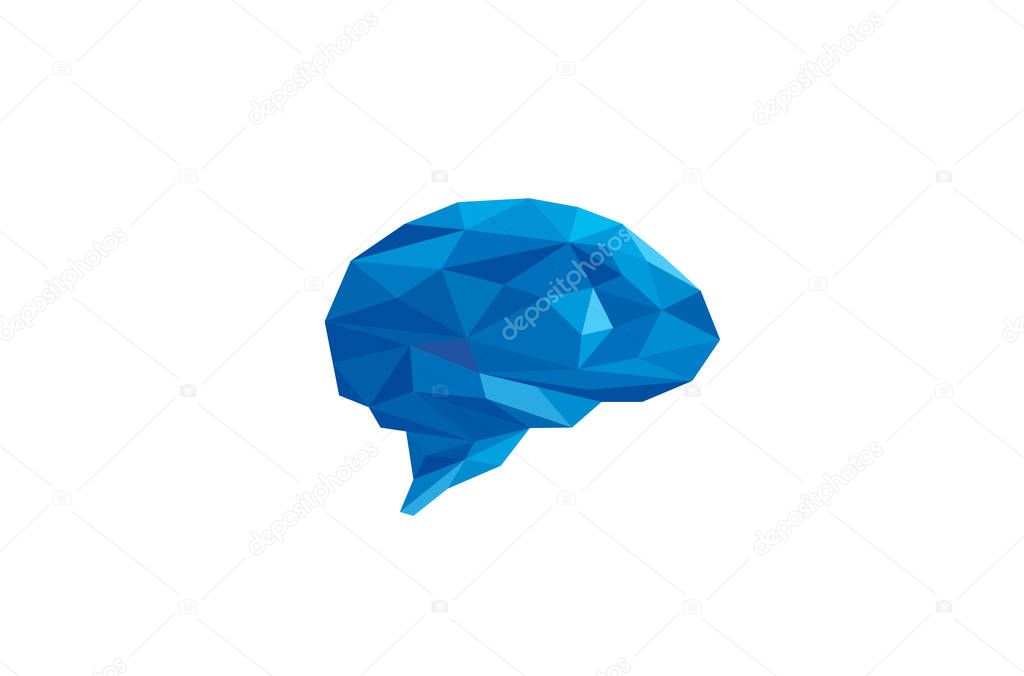 Creative Blue Pixelated Brain Logo Vector Illustration