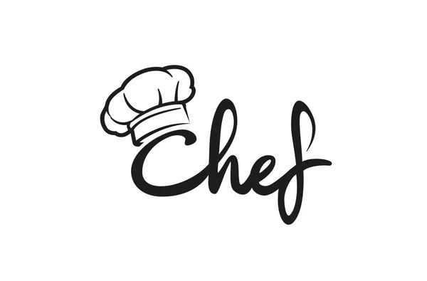 Creative Chef Cappello Simbolo Testo Font Letter Logo Vector Design — Vettoriale Stock