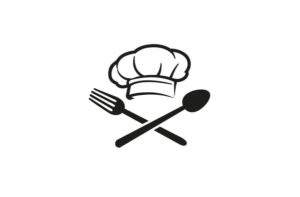 Creative Chef Chapéu Colher Fork Logotipo Vector Símbolo Design Ilustração —  Vetores de Stock