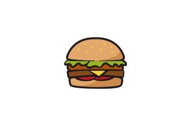 Yaratıcı Hamburger Logo Tasarım Sembol Vektör İllüstrasyon