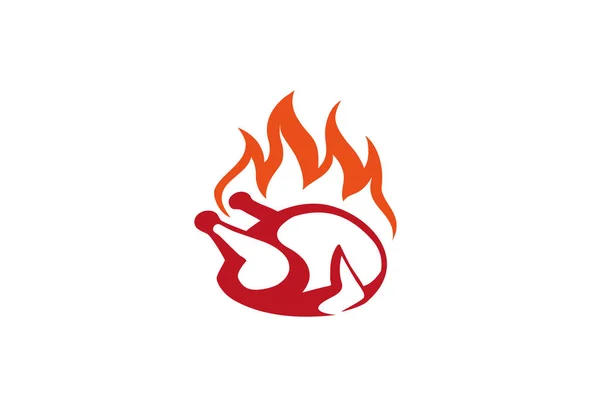 Creative Hot Chicken Fire Logo Design Symbol Vector Illustration — Stock Vector