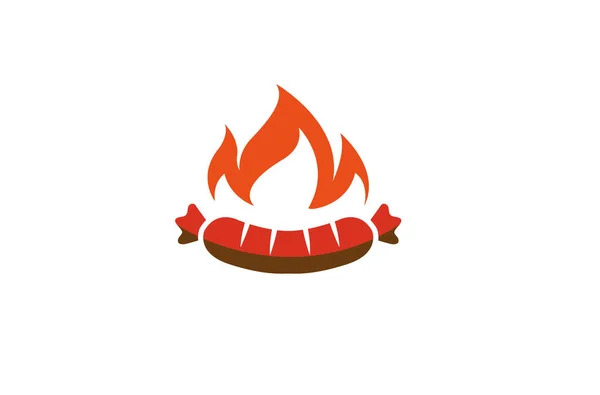 Creative Sausage Fire Logo Design Symbol Vector Illustration — Stock Vector