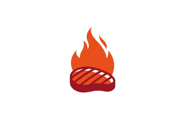 Creative Steak Meat Fire Logo Design Symbol Vector Illustration — Stock Vector