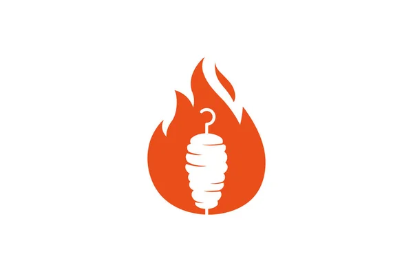 Creative Abstract Kebab Meat Fire Logo Design Symbol Vector Illustration — Stock Vector
