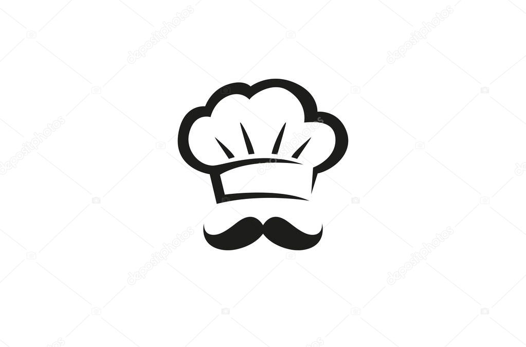 Creative Chef Hat MoustacheLogo Design Vector Symbol Illustration