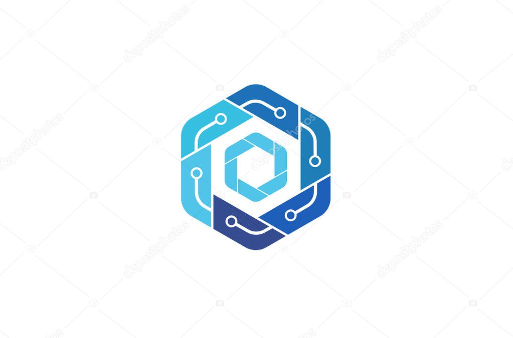 Creative Hexagon Technology Logo Design Vector Symbol Illustration