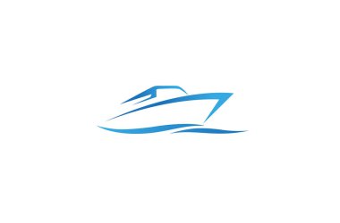 Yaratıcı mavi yat tekne logo tasarım vektör sembol Illüstrasyon