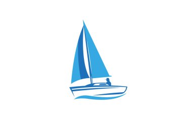 Yaratıcı mavi yat tekne logo tasarım vektör sembol Illüstrasyon
