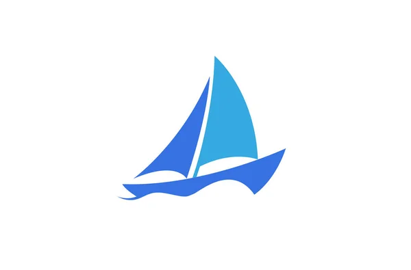 Креативний Синій Яхт Човен Логотип Дизайн Векторні Ілюстрації — стоковий вектор