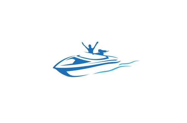 Kreativní Modrá Jachtařská Loď Logo Design Vektor Symbol Ilustrace — Stockový vektor
