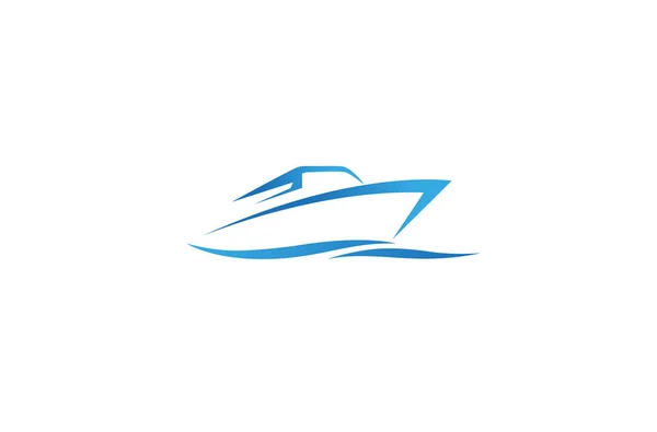 Creative Blue Yacht Boat Logo Tervezés Vector Szimbólum Illusztráció — Stock Vector