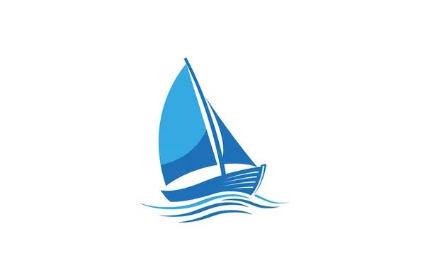 Δημιουργικό Μπλε Γιοτ Βάρκα Λογότυπο Σχέδιο Διανυσματικό Σύμβολο Εικόνα — Διανυσματικό Αρχείο