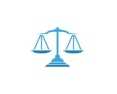Yaratıcı soyut mavi ölçekler adalet Hukuku logo tasarım vektör sembol Illüstrasyon