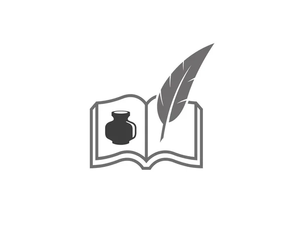 Kreativ Abstrakt Buch Feder Tinte Logo Design Vektor Symbol Illustration — Stockvektor