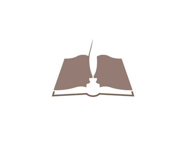 Kreativ Abstrakt Offenes Buch Feder Tinte Logo Design Vektor Symbol — Stockvektor