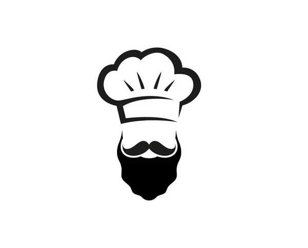 Criativo Abstrato Chapéu Chef Barba Logotipo Design Vector Ilustração Símbolo — Vetor de Stock