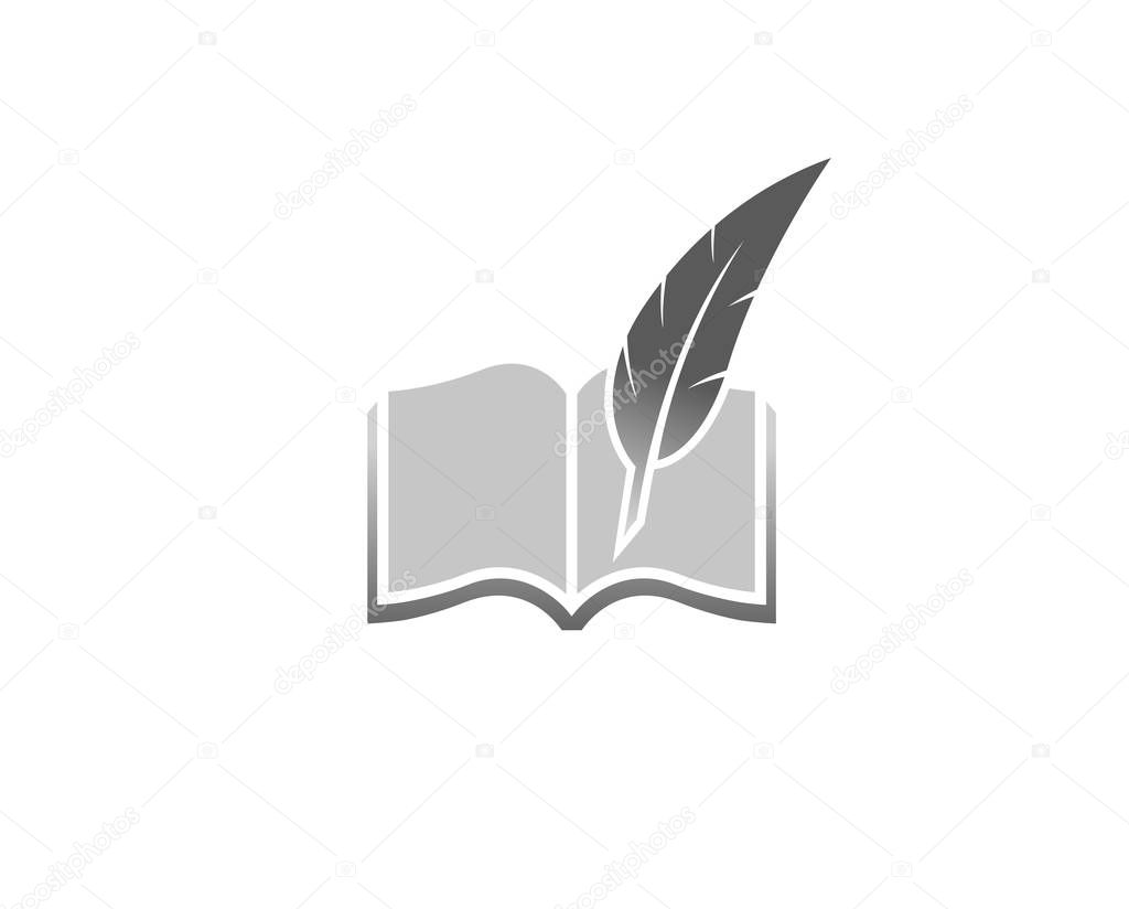 Creative Abstract Book Feather Logo Design Vector Symbol Illustration