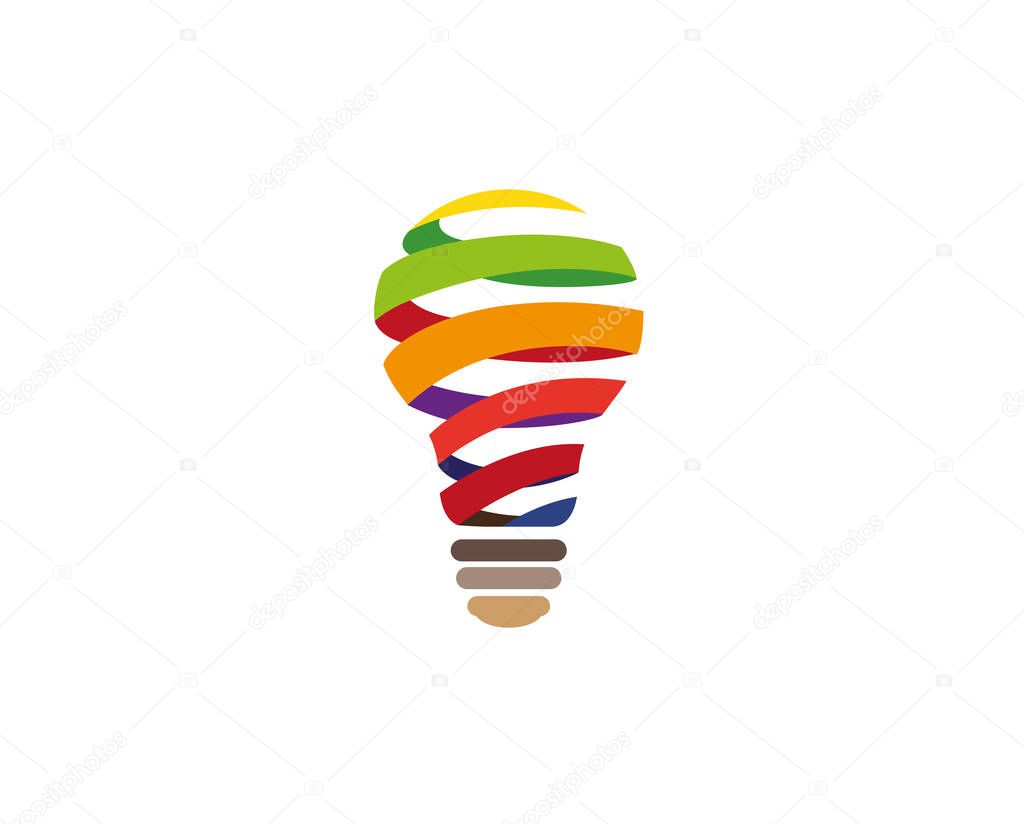 Creative Abstract Spiral Bulb Lamp Logo Design Vector Symbol Illustration