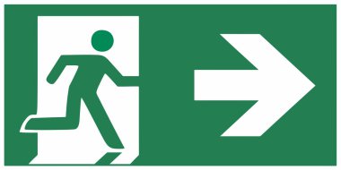 vektör çizim çıkış acil çıkış işareti doğru - emergeny 
