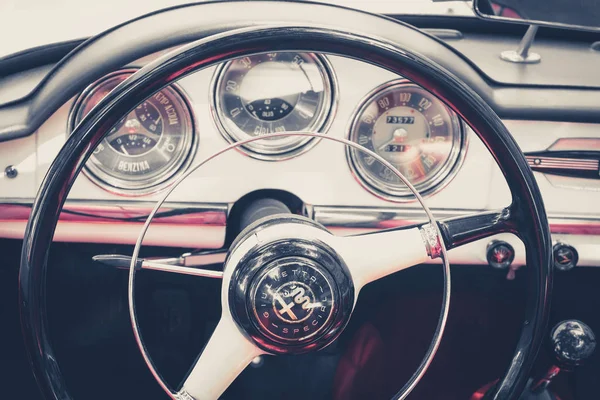 Berlin Germany June 2018 Steering Wheel Dashboard Interior Beautiful Vintage — Stock Photo, Image