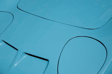 Araba tasarımı detayı, soyut otomobil arkaplanı - mavi motor kaputu