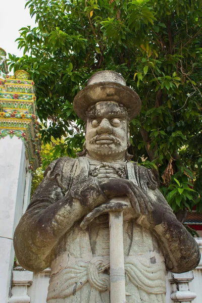 Bangkok Tailandia Enero 2014 Estatua Piedra Guardián Chino Templo Wat — Foto de Stock