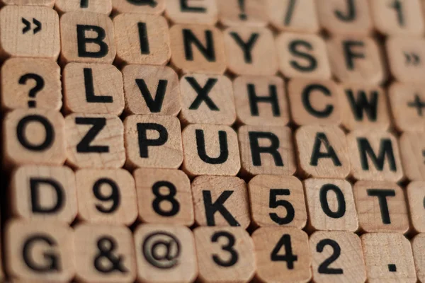 Letras Del Alfabeto Números Cubos Madera Sello Letra —  Fotos de Stock